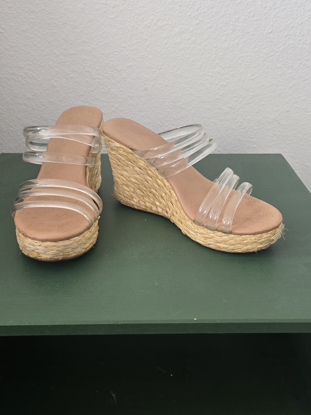 Coconuts by Matisse Clear Strap Espadrille Wedge Sandals - Tan